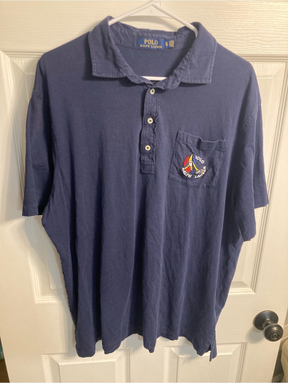 Polo by Ralph Lauren Navy Short-Sleeve Pocket Polo with Sailboat Embroidery